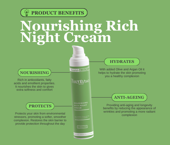Nourishing Rich Night Cream - benefits - Twentytwo Skincare - twenty two - natural certified skincare