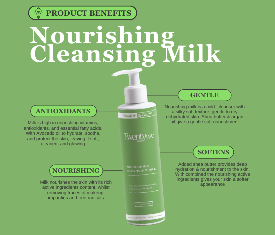 Nourishing Cleansing Milk - Nourish - benefits - Twentytwo Skincare - twenty two - natural certified skincare
